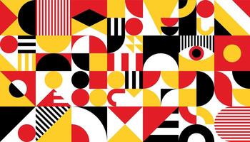 Black red, yellow white abstract geometric pattern vector