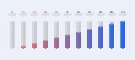 Isometric bar chart template. vector