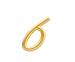 3d Golden Shiny Digit 6 Number Six Rounded Inflatable Font 3d Illustration png