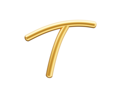 The letter t is made of gold and has a shiny surface png