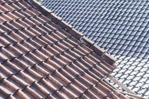 Roofing tiles with different colors and patterns photo
