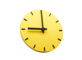 3d Simple Yellow Round Wall Clock 9 O'clock Nine O'clock 3d illustration png