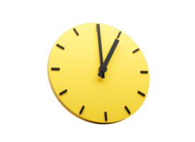 3d Simple Yellow Round Wall Clock 1 O'Clock One O'clock 3d illustration png