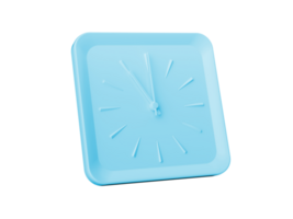 3d Simple Soft Blue Square Wall Clock 11 O'clock Eleven O'clock 3d illustration png