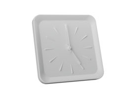 3d Simple White Square Wall Clock 5 O' Clock Five O' Clock 3d illustration png