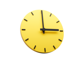 3d Simple Yellow Round Wall Clock 3 O'clock Three O'clock On 3d illustration png