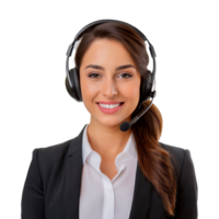 call center operator with a headset. a woman wearing a headset with a microphone on it png