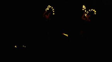 Fire Performance Outdoors, Professional Female Circus Performers Tricks With Fire, Slow Motion video