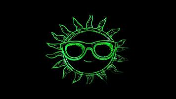 Neon frame effect, Sun Frame with Sunglasses A sun-shaped frame with playful sunglasses on the rays. video