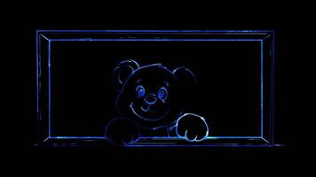 Neon frame effect, Rectangle Frame with Teddy Bears A rectangular frame with cute teddy bears in the corners. video