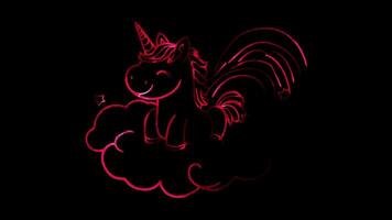 Unicorn and Rainbow A unicorn standing on a cloud with a rainbow arching overhead. video