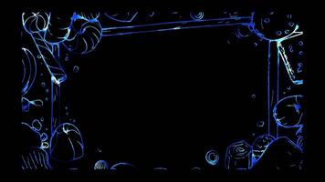 Neon frame effect, Square Frame with Candy on black background. video