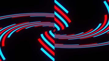 Red and Blue Bright Lines Move on Circle Background VJ Loop in 4K video