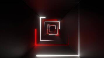 Red and White Seamless Neon Squares Tunnel Background VJ Loop in 4K video