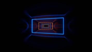 Blue and Orange Glow Neon Frame Corridor Background VJ Loop in 4K video