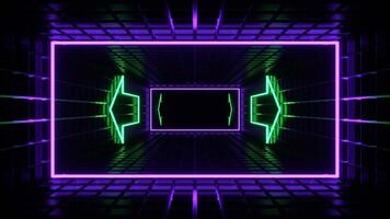 Purple and Turquoise Neon Pointer Arrow Tunnel Background VJ Loop in 4K video