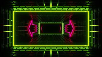 Pink and Light Green Neon Pointer Arrow Tunnel Background VJ Loop in 4K video