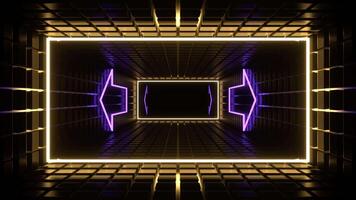 Purple and Yellow Neon Pointer Arrow Tunnel Background VJ Loop in 4K video