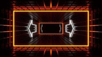 White and Orange Neon Pointer Arrow Tunnel Background VJ Loop in 4K video
