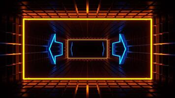 Blue and Orange Neon Pointer Arrow Tunnel Background VJ Loop in 4K video