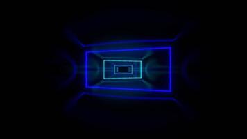 Blue and Cyan Green Glow Neon Frame Corridor Background VJ Loop in 4K video