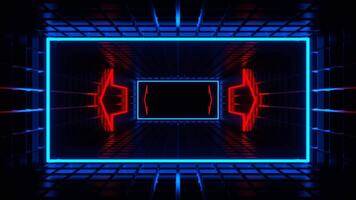 Red and Blue Neon Pointer Arrow Tunnel Background VJ Loop in 4K video
