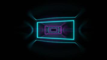 Cyan and Pink Glow Neon Frame Corridor Background VJ Loop in 4K video