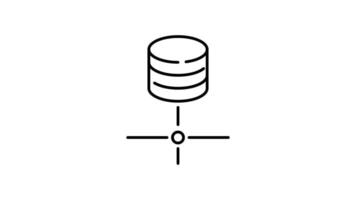 database outline icon animation. transparent background video