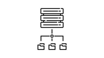 database outline icon animation. transparent background video