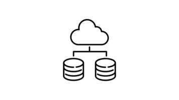 database outline icon animation. transparent background video
