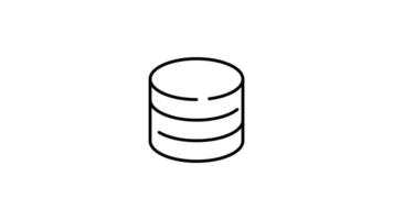 database outline icon animation. transparent background video