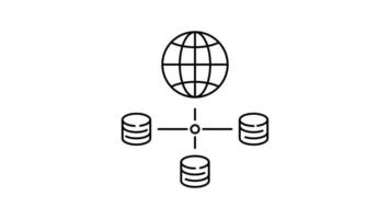 database outline icon animation. transparent background video