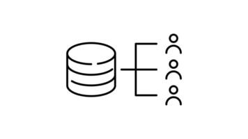 database outline icon animation. transparent background video