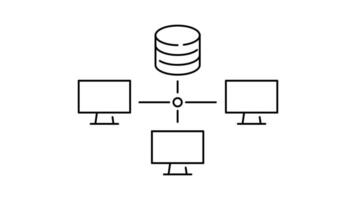 base de dados esboço ícone animação. transparente fundo video