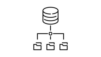 database outline icon animation. transparent background video