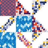 A set of geometric patterns in different colors vector
