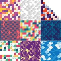A set of geometric patterns with different colors vector
