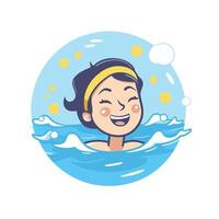 A cartoon woman in the water with a smile vector