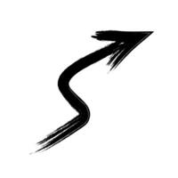A black and white drawing of an arrow pointing down vector