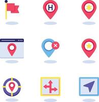 Flat Map pin and location icon set vector