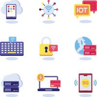 Set of Flat Icons Related to Internet Of Things vector