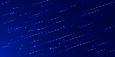 Techno futuristic neon diagonal glowing blue light lines with speed motion effect on dark background vector