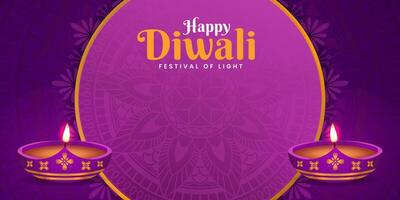 Happy Diwali Sale Banner Header Design With Mandala Background and Diya with Copy space Text Space vector