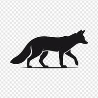 black silhouette of a fox on a white background. vector