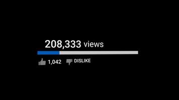 Social Media Views and Like Counting YouTube 1 Million Views Counter Like Increasing Views And Likes Alpha Channel. 4K Resolution video