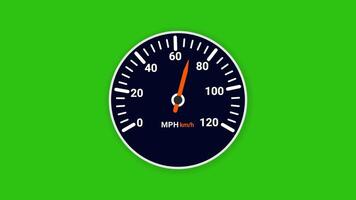 Digital Speed Meter Animation Speedometer With a Arrow Indication Speed Green Screen Chroma Key. 4K Resolution video