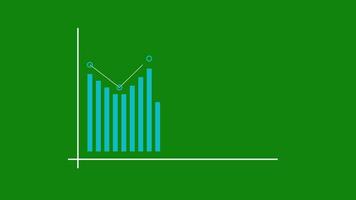 Graph Going Up Rising Bar Graph, Business Growth Graph. Green Screen Background. 4K Resolution video