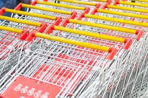 Neatly Arranged Shopping Carts in Store photo