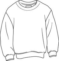 illustration of a black outline of a sweatshirt or jacket without background vector