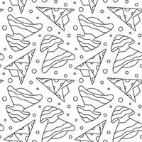 Seamless pattern with Christmas tree in doodle style. Geometric trees with snow for New Year and Christmas. Holiday background. vector